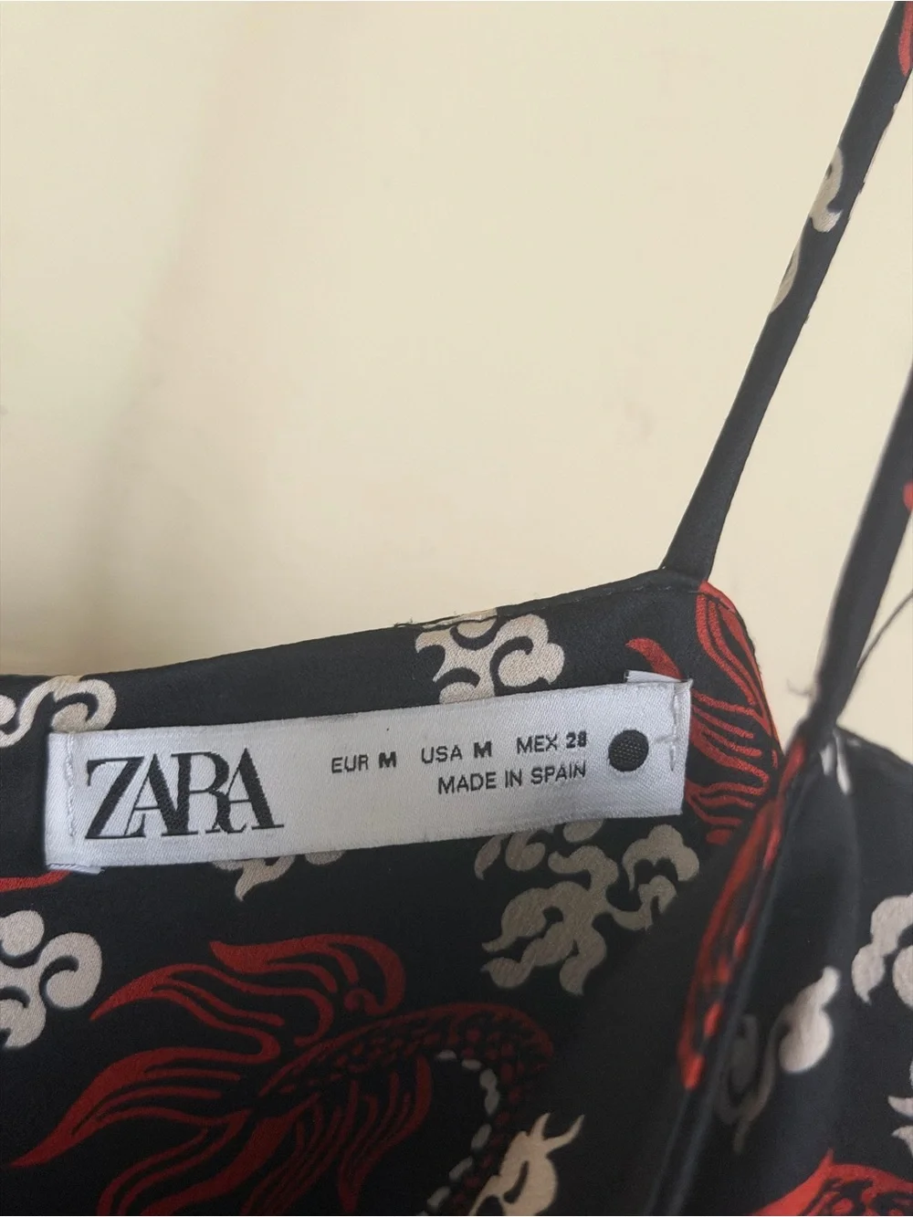 Zara Black Mini Dress with Red Dragon Print
